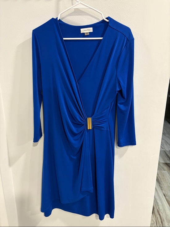 Calvin Klein Dresses & Skirts - Calvin Klein Cobalt Blue V-Neck Twist-Front Long Sleeve Dress